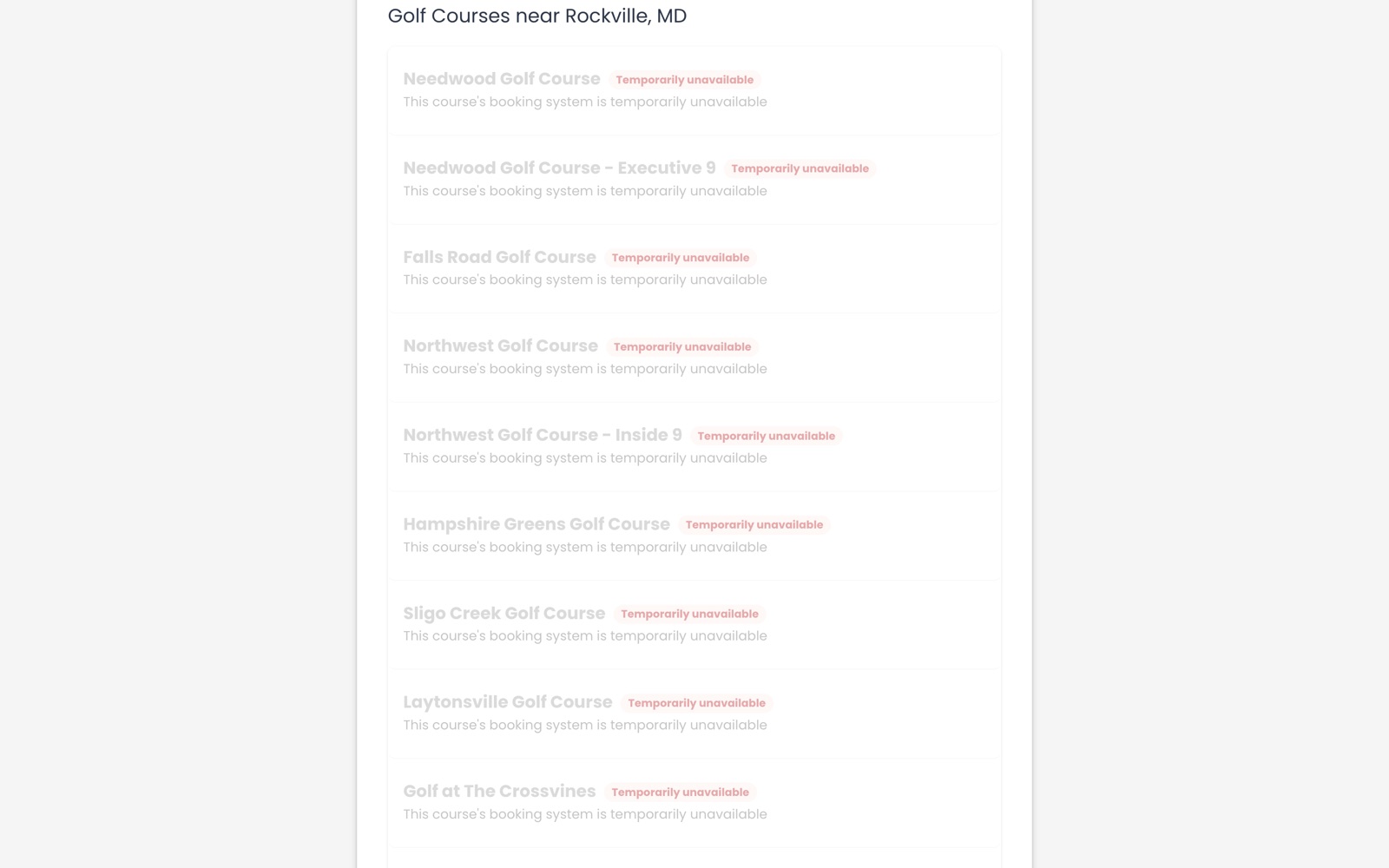 Montgomery County courses listed as temporarily unavailable in EarliBirdi