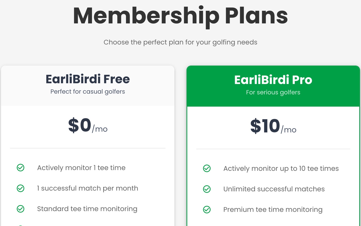 EarliBirdi pricing: Free plan and Pro plan at $10 per month